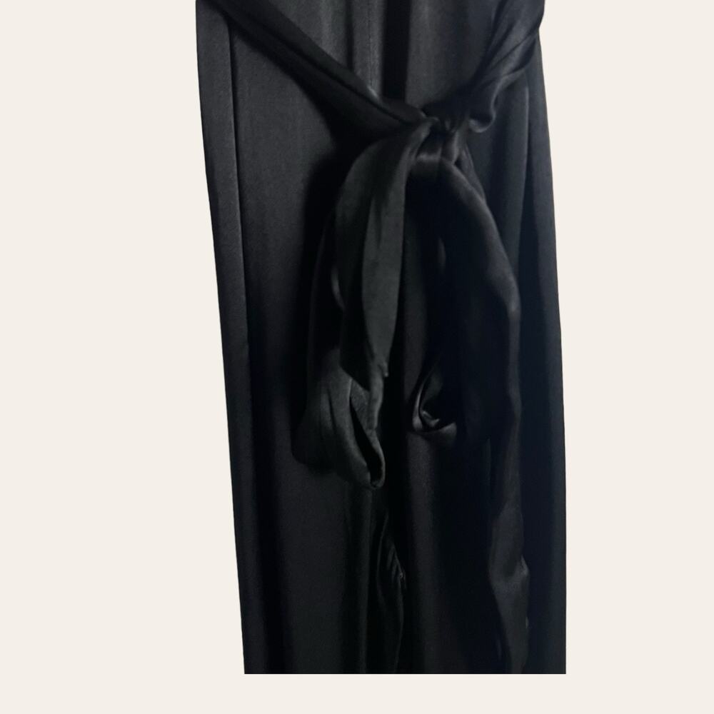 Fame and Partners Benton Black Satin Tie Waist Sleeveless Jumpsuit Size 6 - Picture 9 of 15